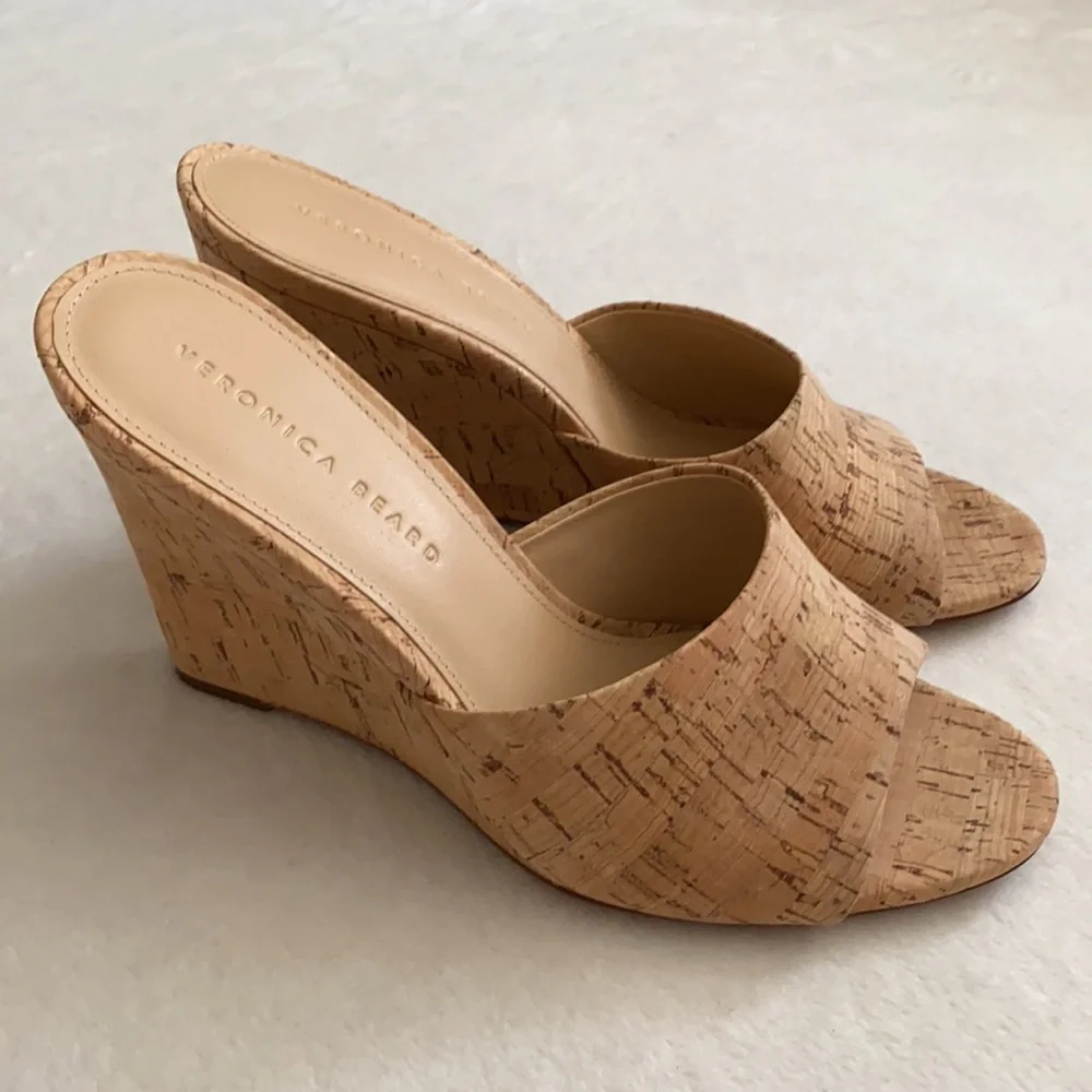 Veronica Beard | Dali Cork Slip On Wedge Heel Sandal Natural/Tan (9) - Picture 14 of 14